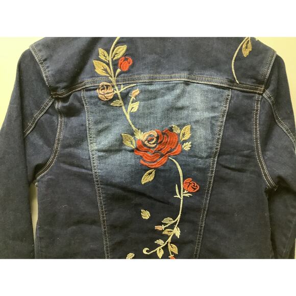 Royalty for Me Embroidered Denim Jean Jacket size S - Picture 2 of 5